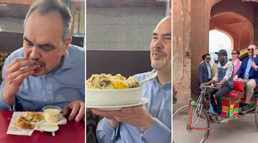 পুরান ঢাকার অলিগলি ঘুরে চা-বিরিয়ানি খেলেন মার্কিন রাষ্ট্রদূত